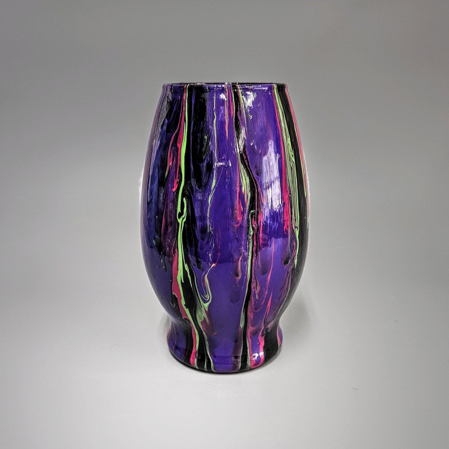 Glass Art Painted Vases in Blue Pink or Purple
