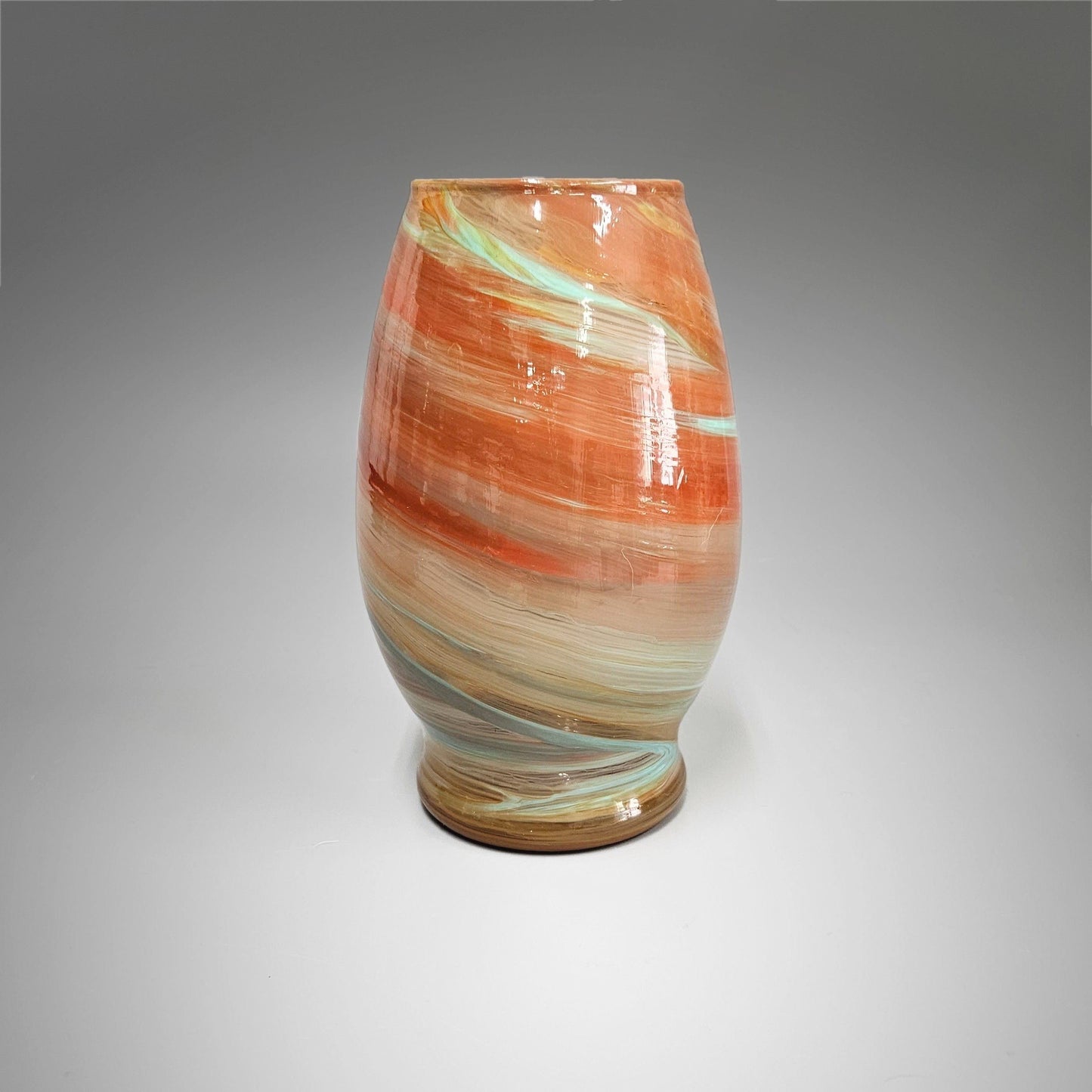 Fluid Art Painted Glass Vase in Terra Cotta | Unique Glass Art Gifts