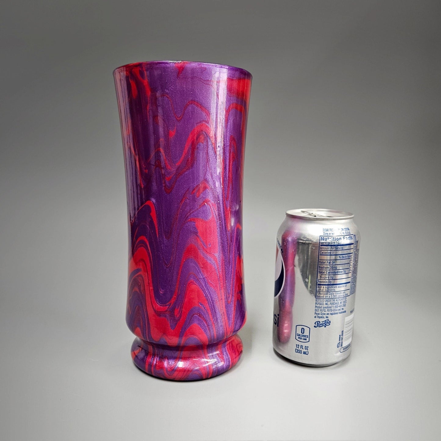 Painted Glass Vase in Purple and Rose Red