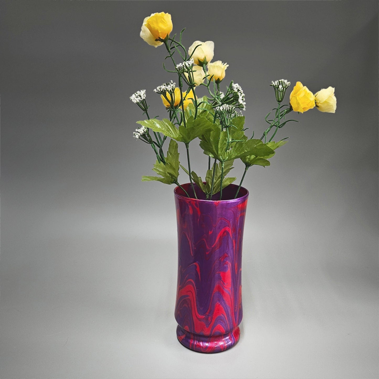 Painted Glass Vase in Purple and Rose Red