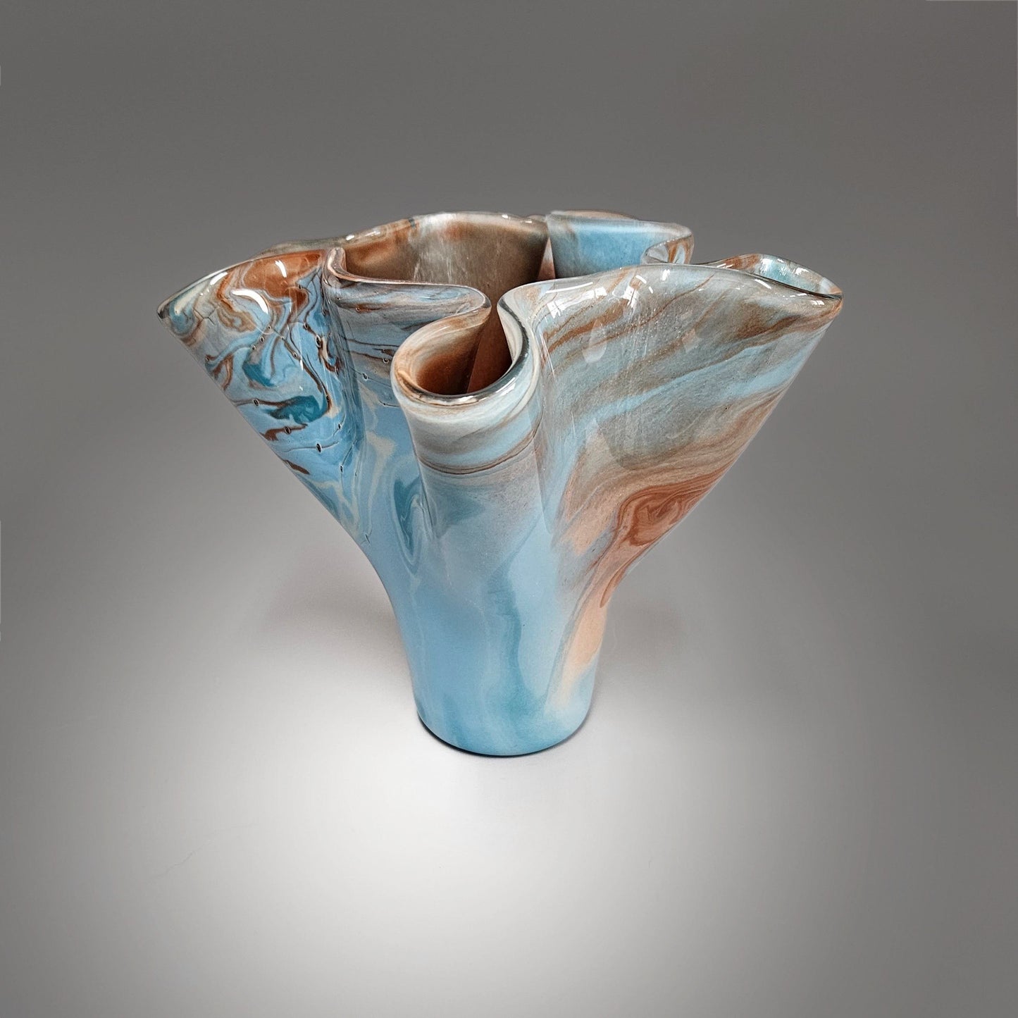 Glass Art Vase in Teal Turquoise and Brown | Southwest Decor Gifts