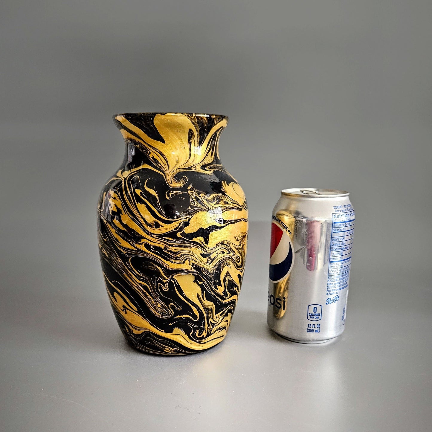 Abstract Glass Art Vase in Black and Gold