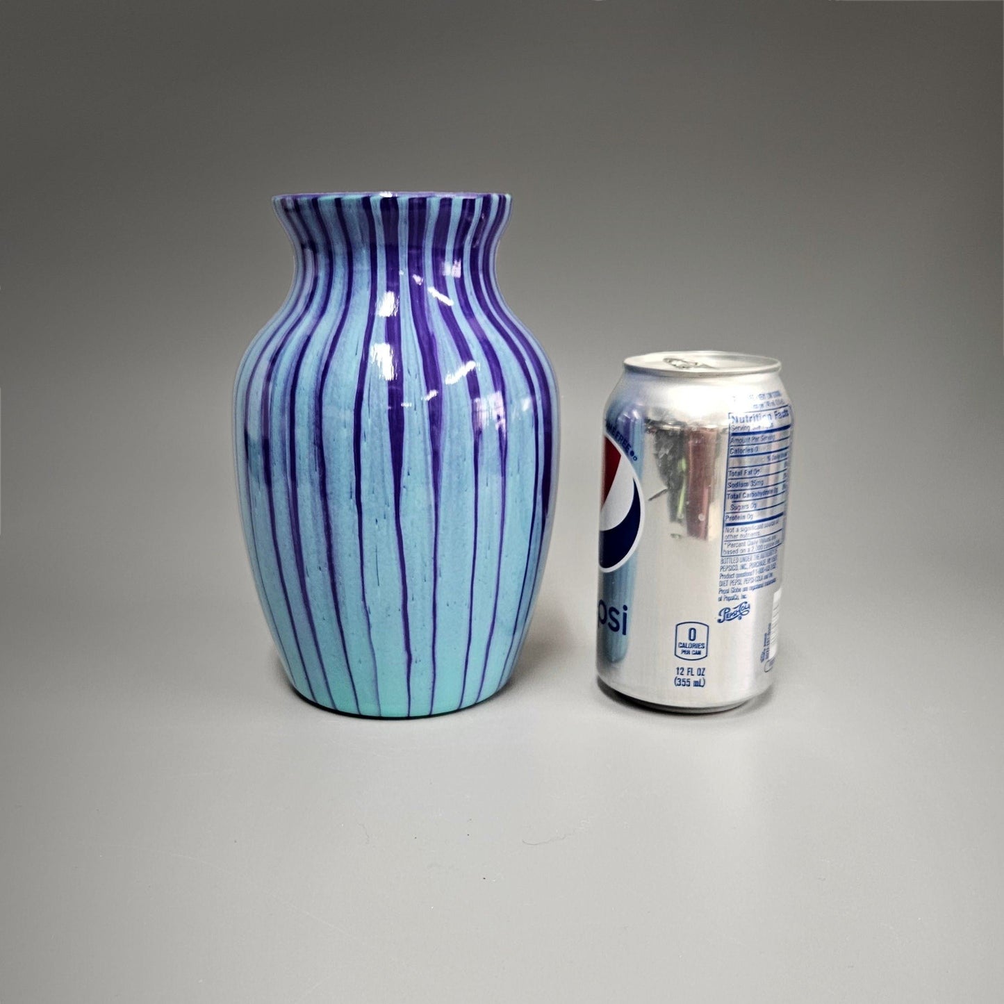 Glass Art Painted Vase in Purple and Light Blue