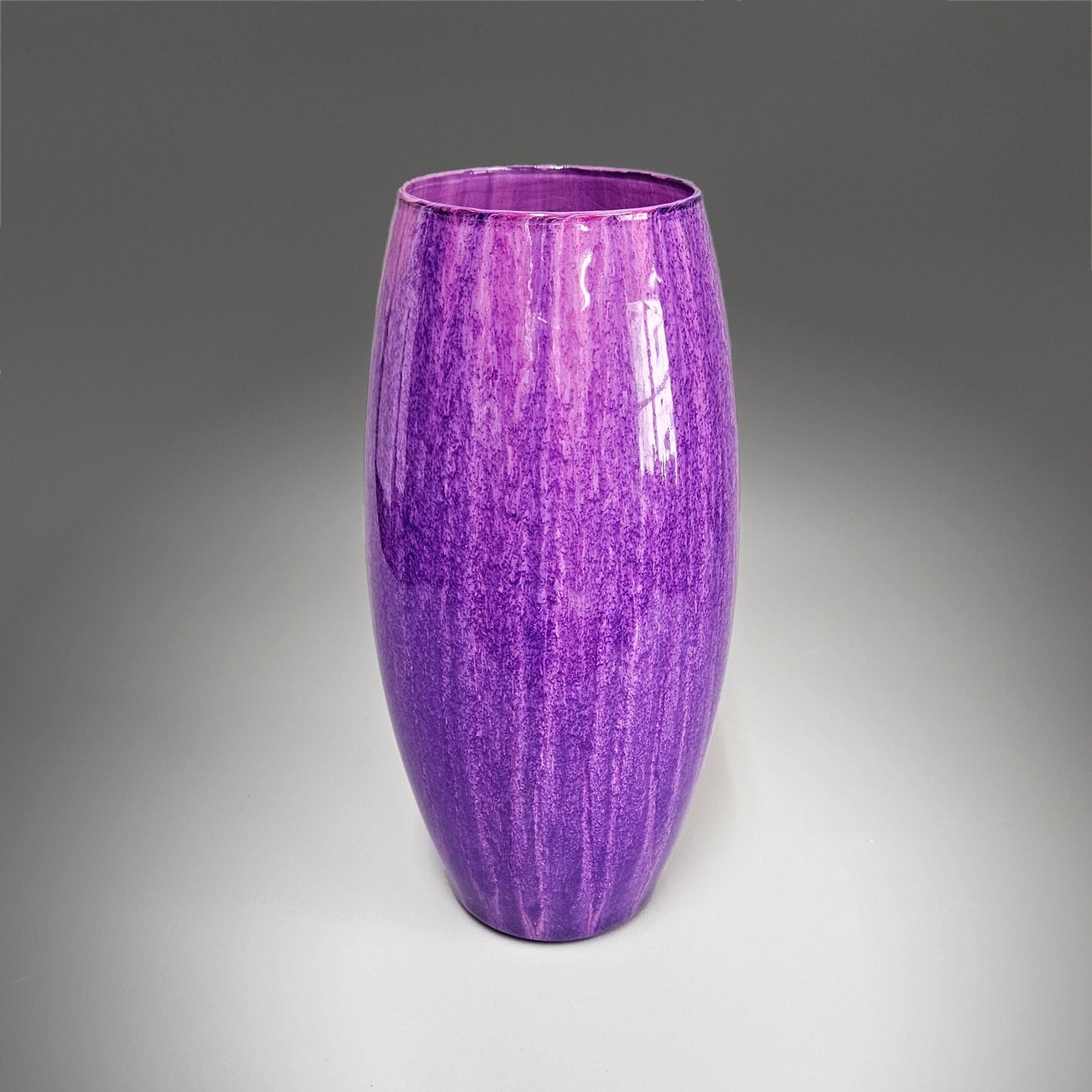 Tall Glass Vase in Purple Fuchsia and Pink