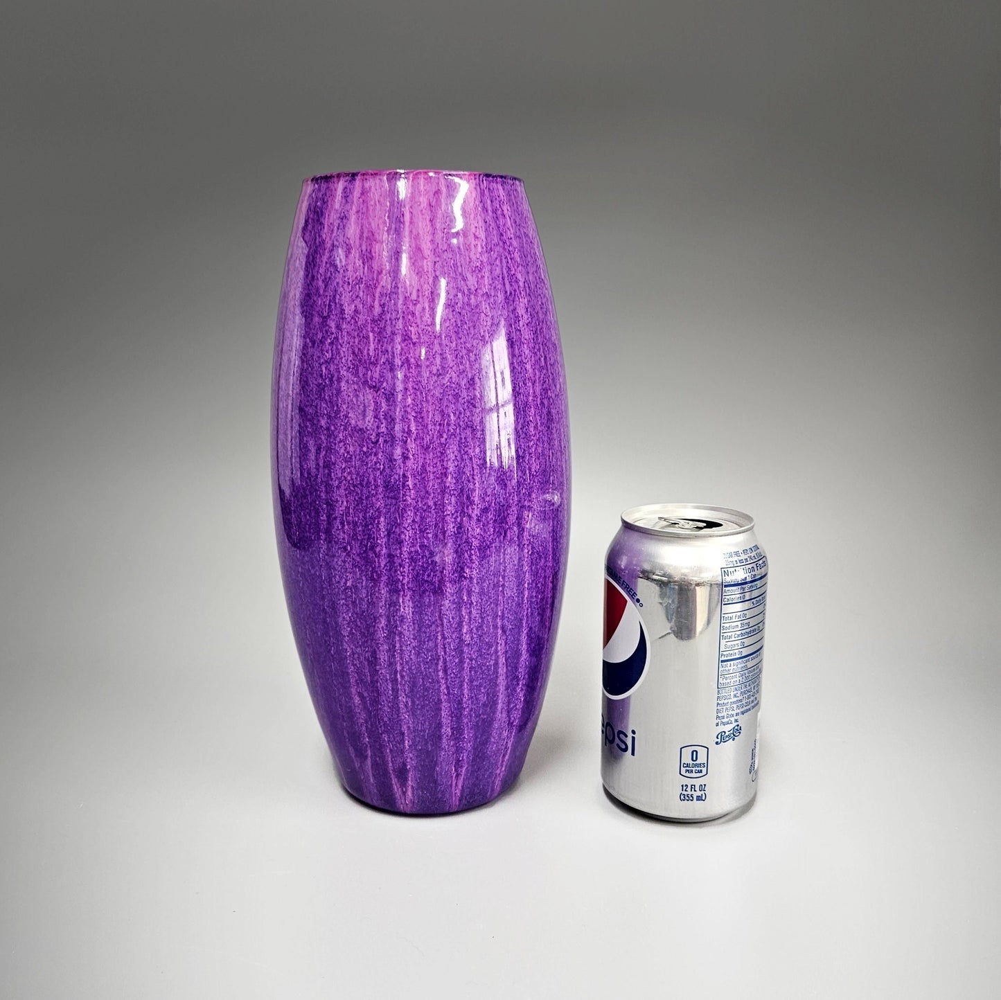 Tall Glass Vase in Purple Fuchsia and Pink
