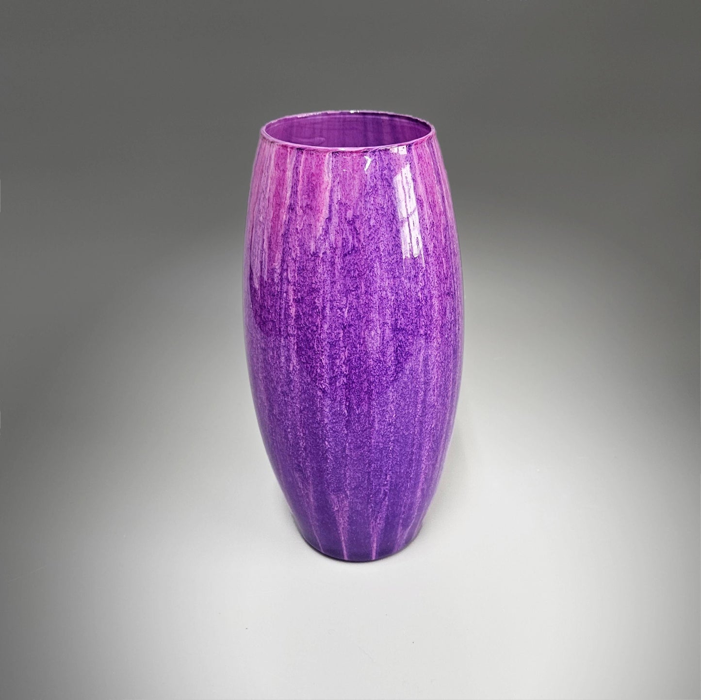 Tall Glass Vase in Purple Fuchsia and Pink