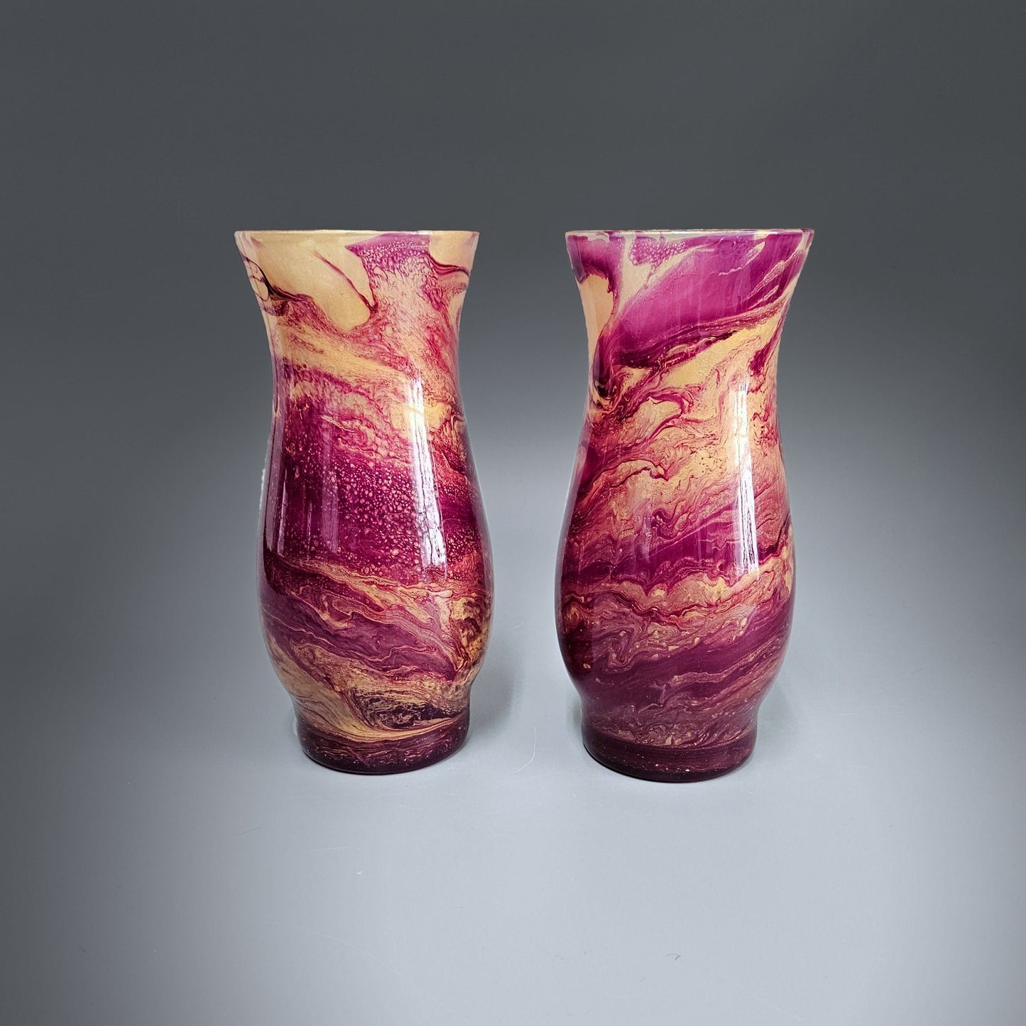 Glass Art Painted Vase in Purple and Gold