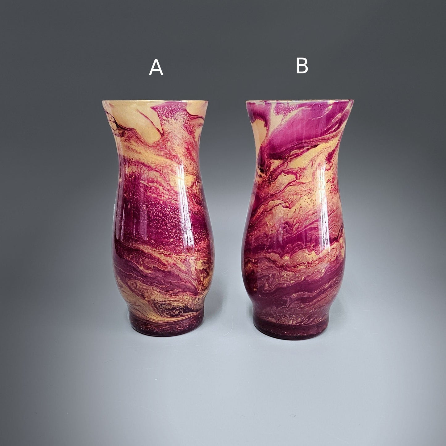 Glass Art Painted Vase in Purple and Gold