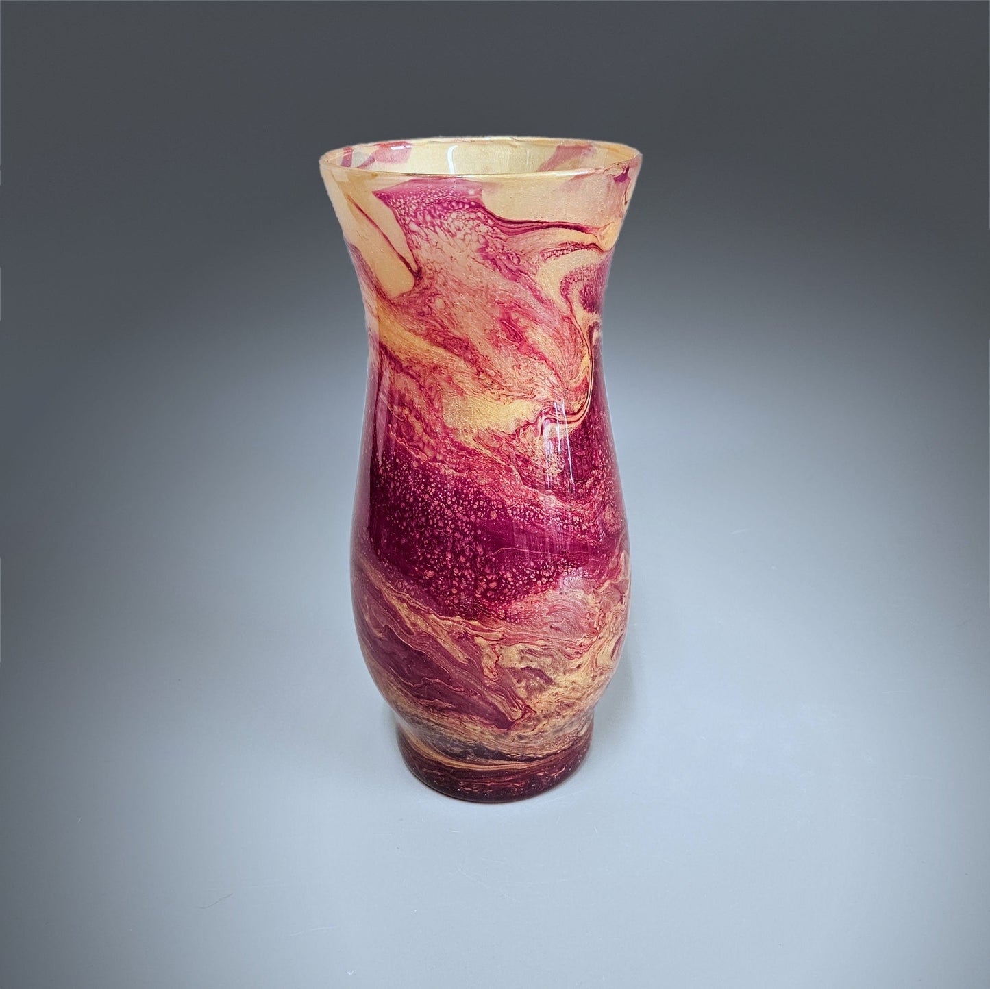 Glass Art Painted Vase in Purple and Gold