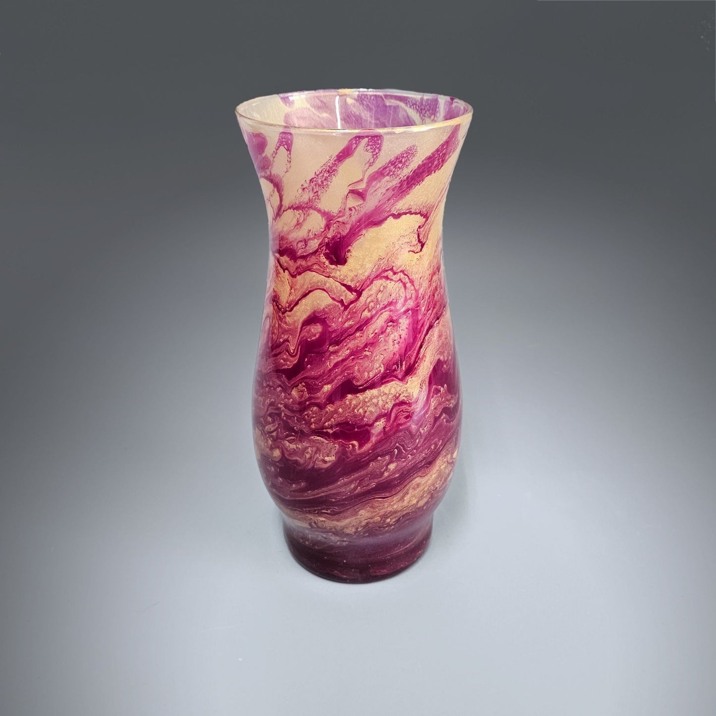 Glass Art Painted Vase in Purple and Gold