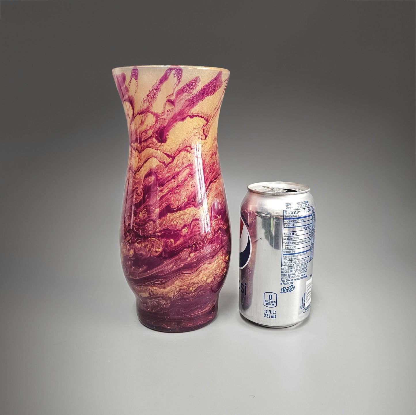 Glass Art Painted Vase in Purple and Gold