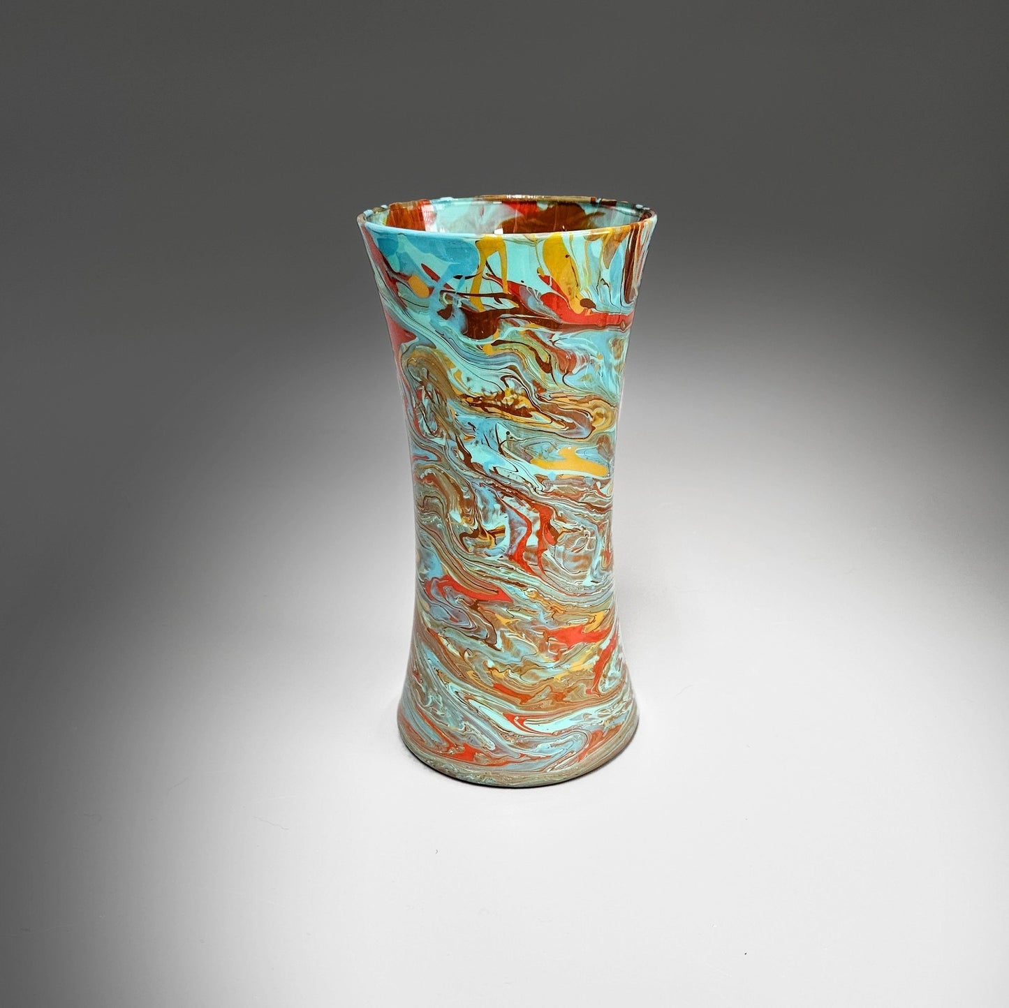Abstract Painted Glass Vase in Southwest Colors