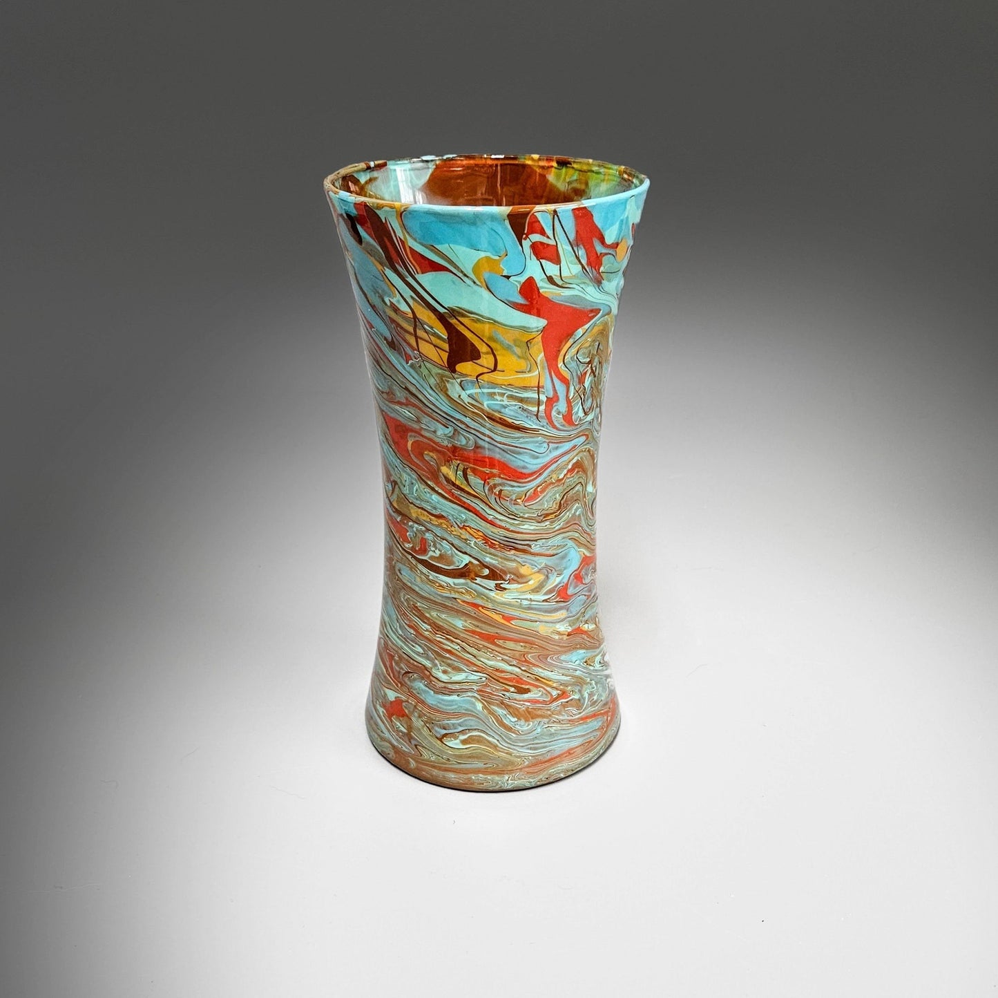 Abstract Painted Glass Vase in Southwest Colors