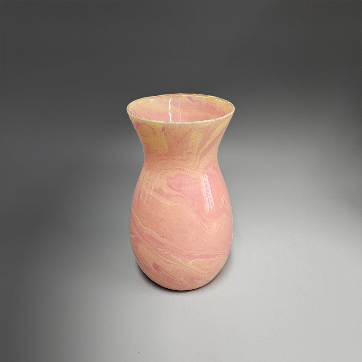 Glass Art Painted Vase in Orange Pink Yellow