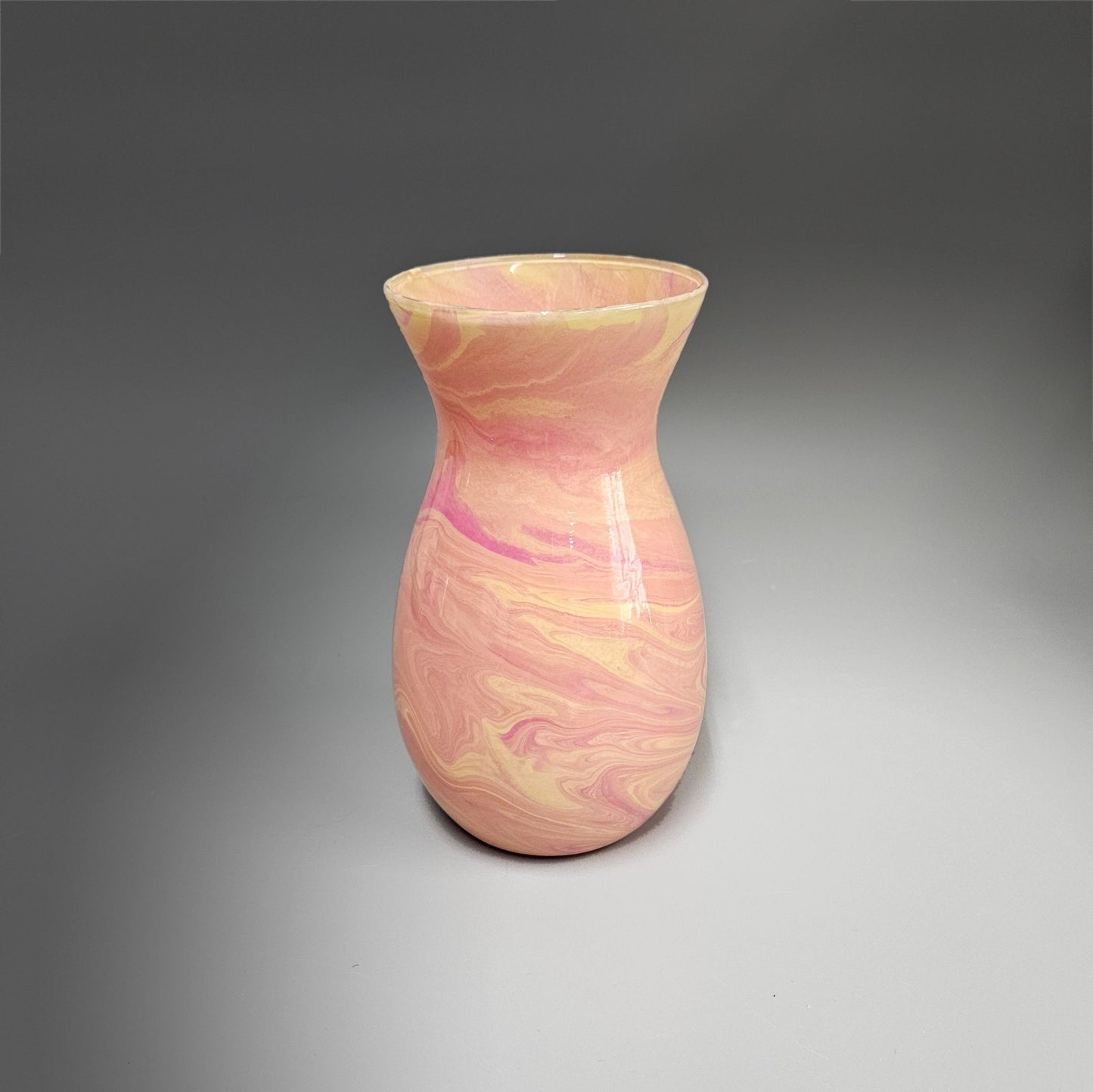 Glass Art Painted Vase in Orange Pink Yellow