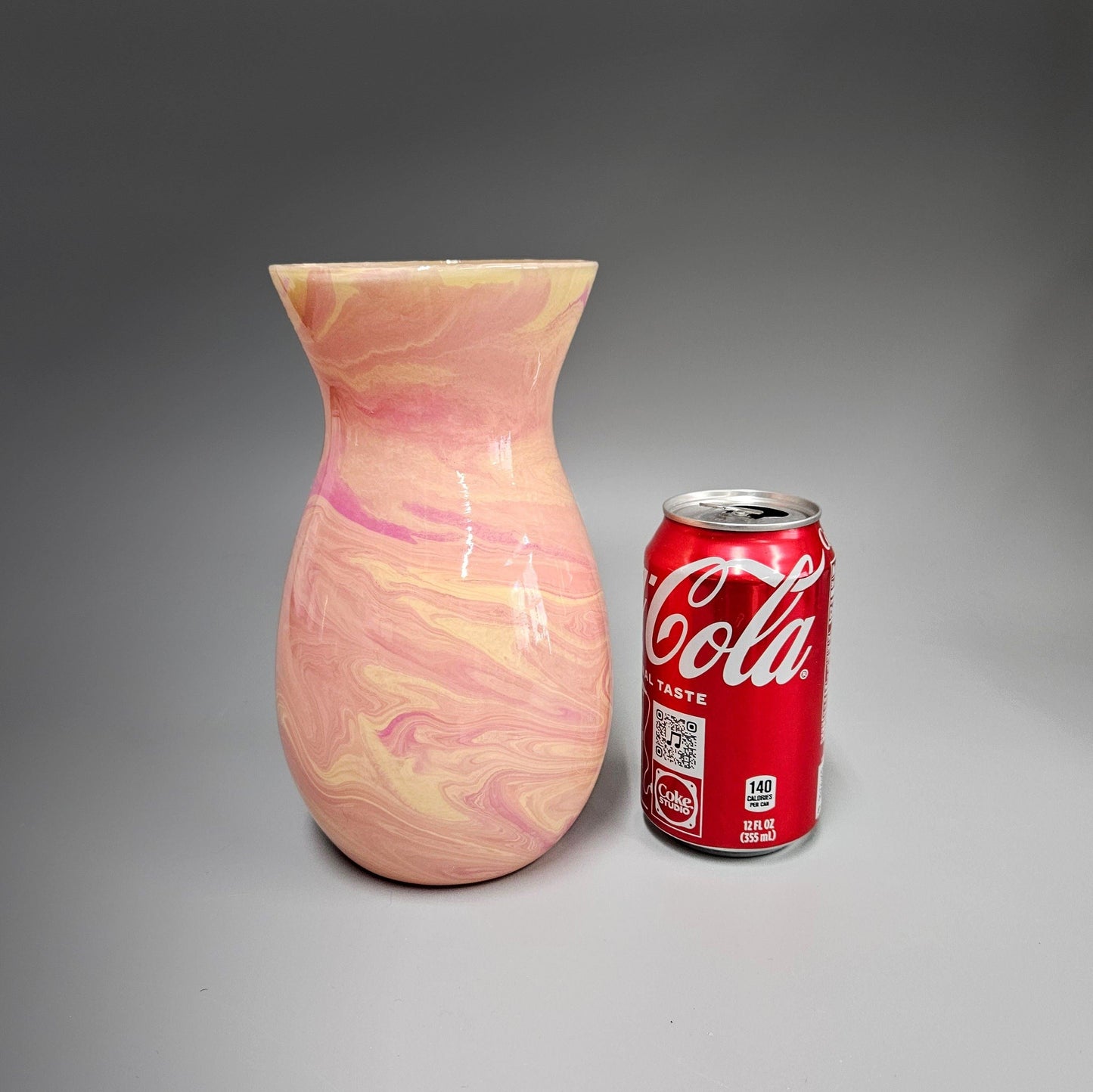 Glass Art Painted Vase in Orange Pink Yellow