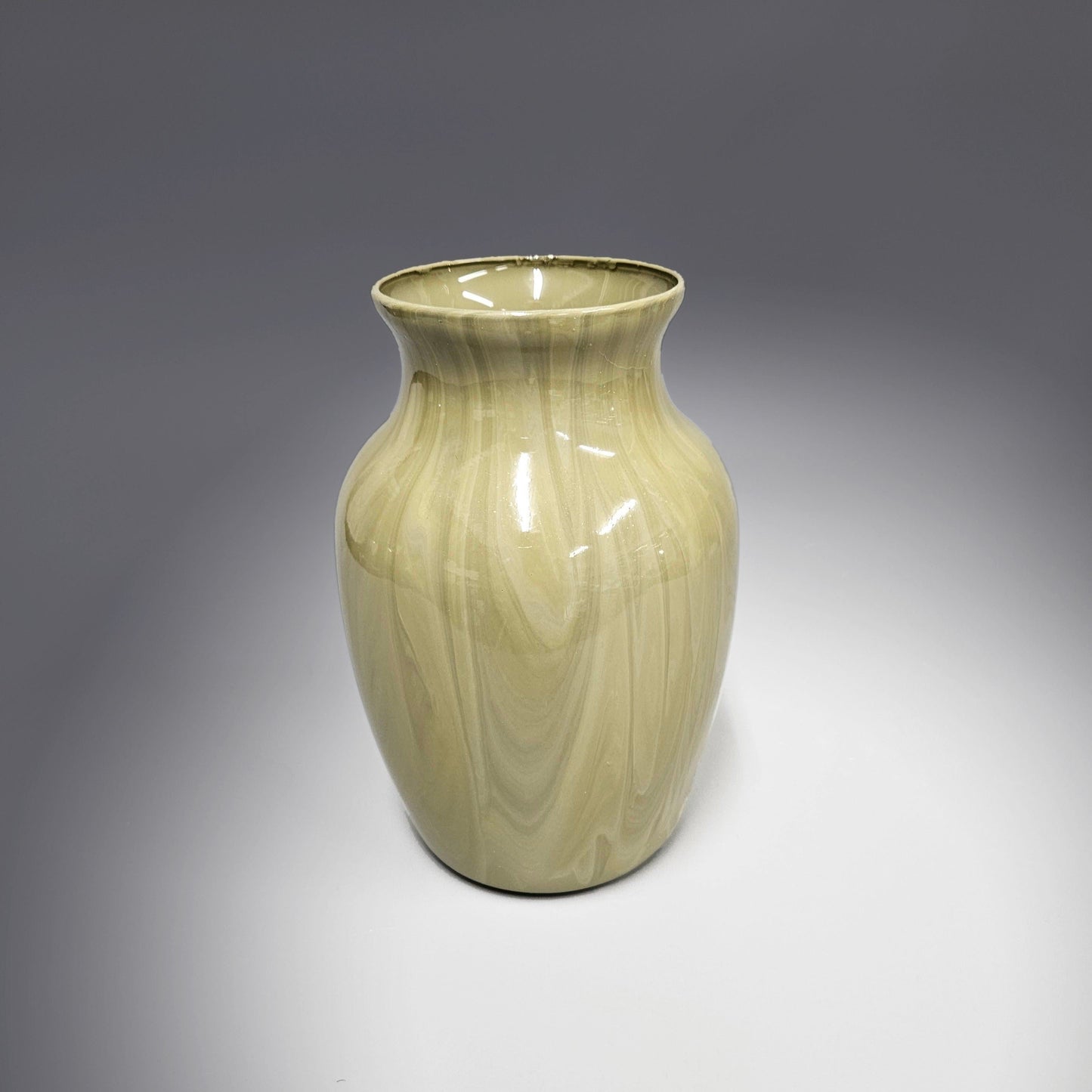Fluid Art Vase in Beige Tan and Gray