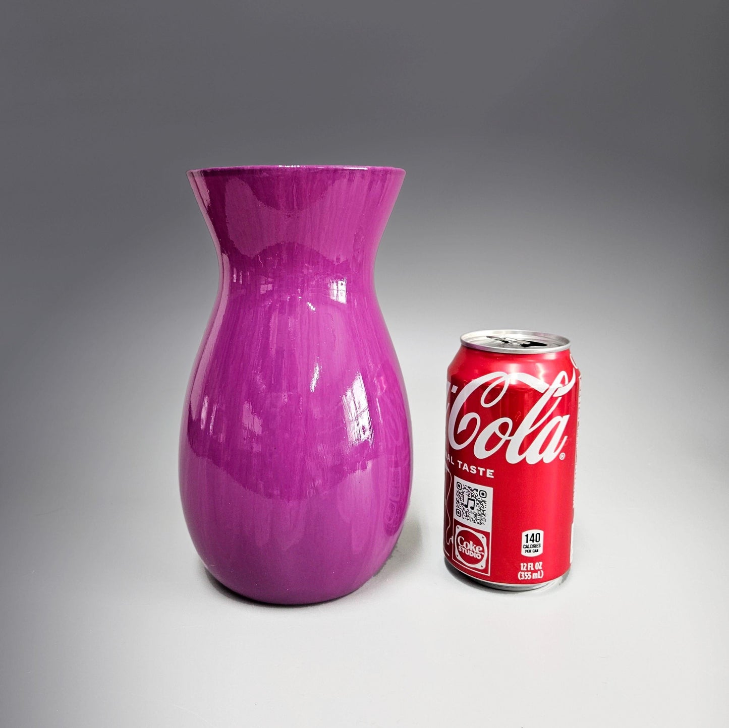 Fluid Art Glass Vase in Fuchsia Pink and Purple