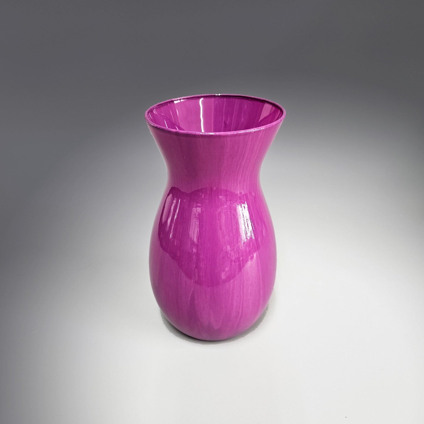 Fluid Art Glass Vase in Fuchsia Pink and Purple