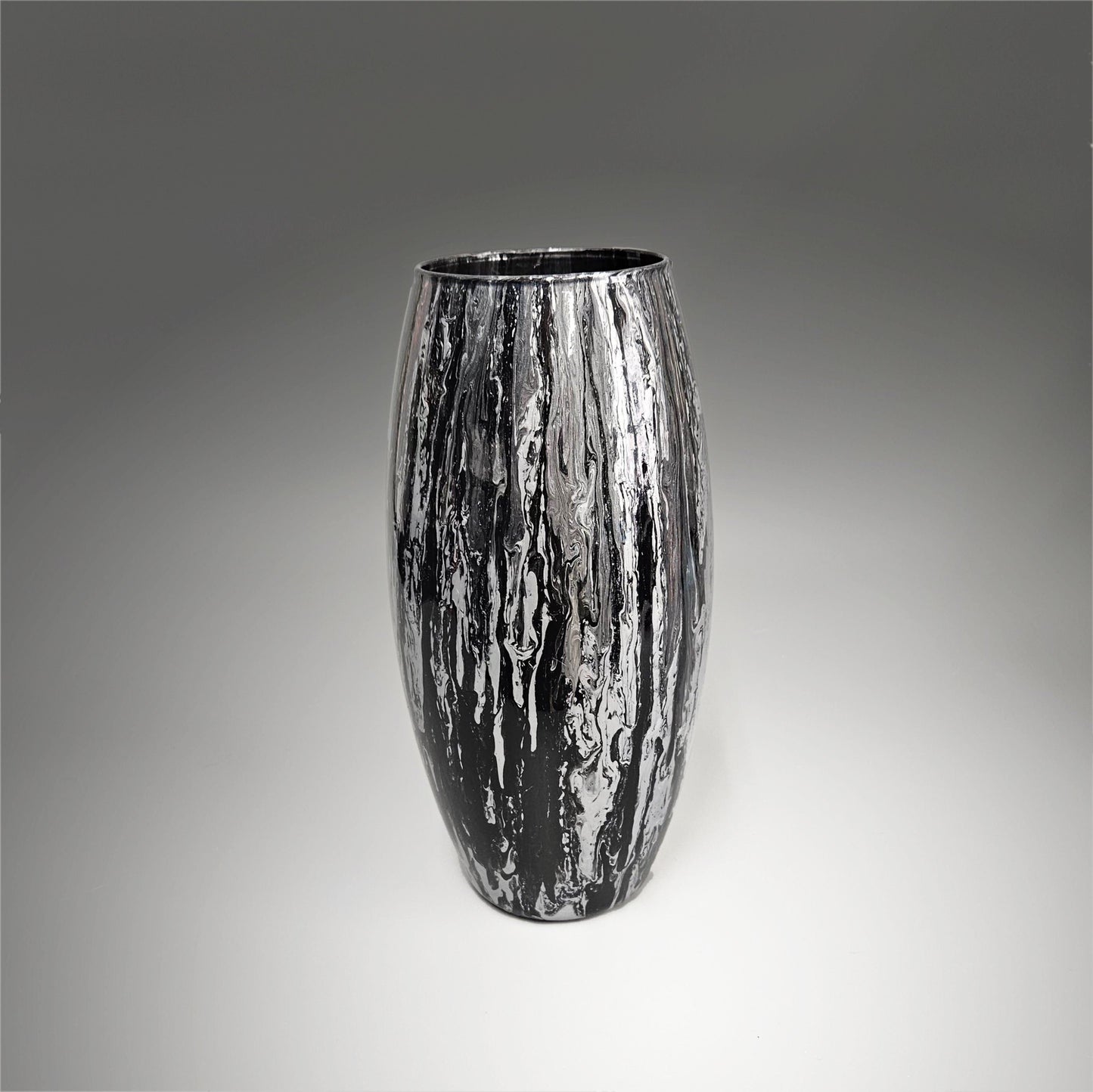 Abstract Black and Gold or Silver Glass Vase