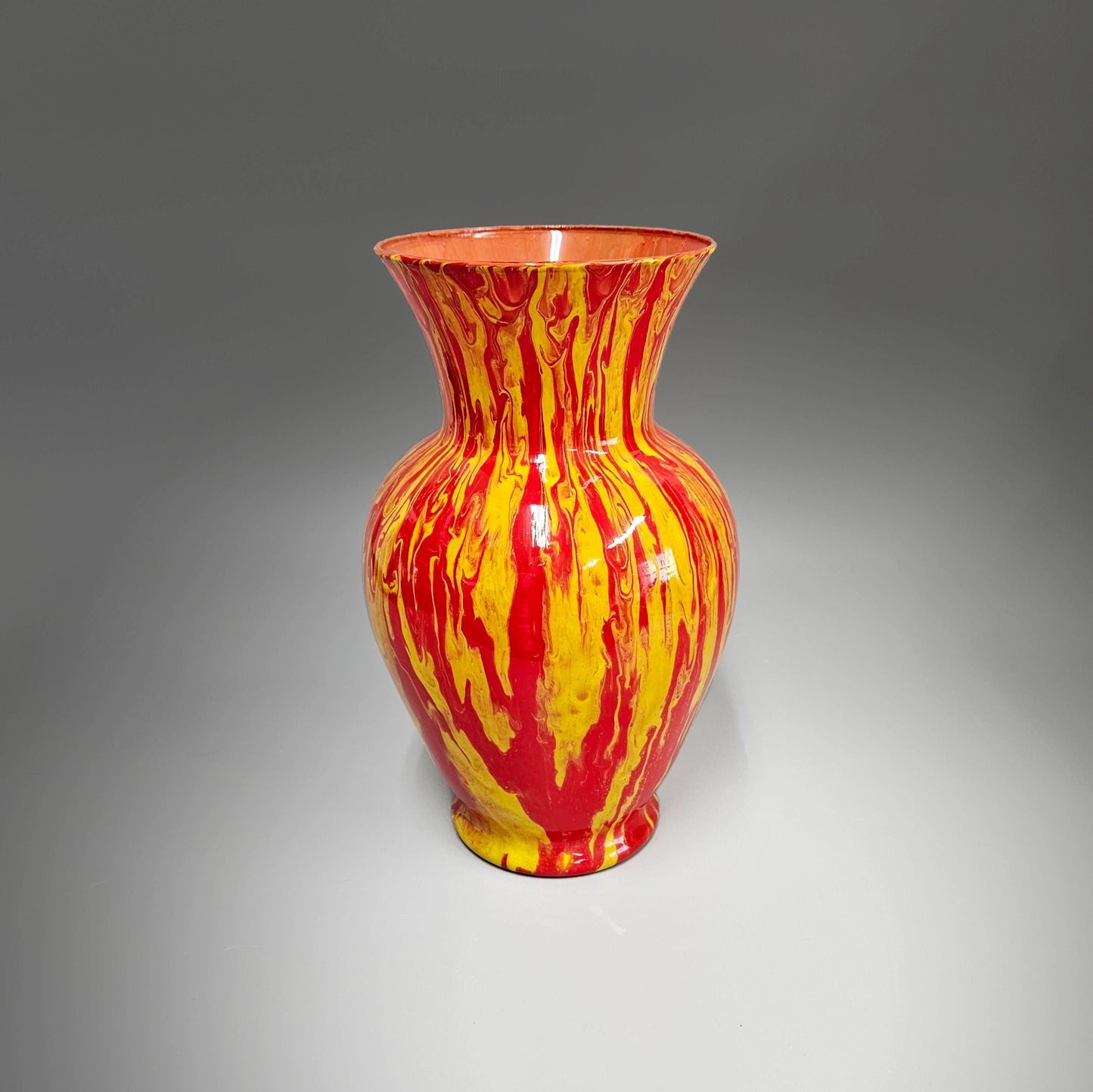 Red Yellow Orange Abstract Tall Glass Vase