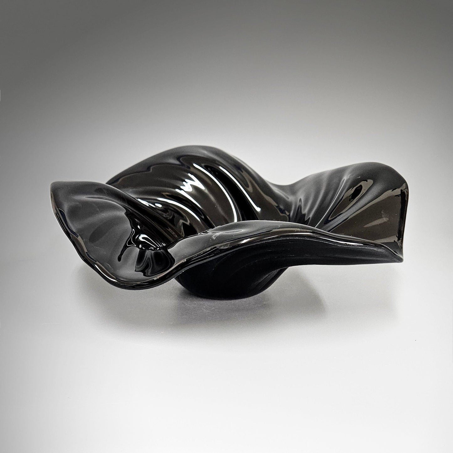 Black Glass Art Wave Bowl