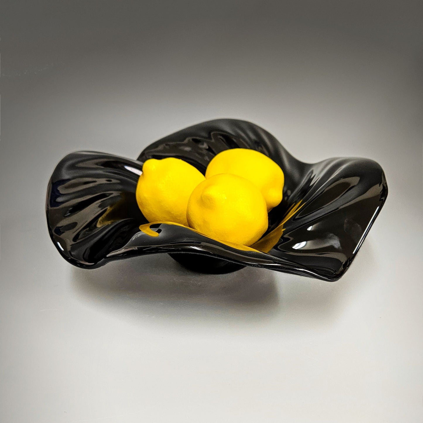Black Glass Art Wave Bowl