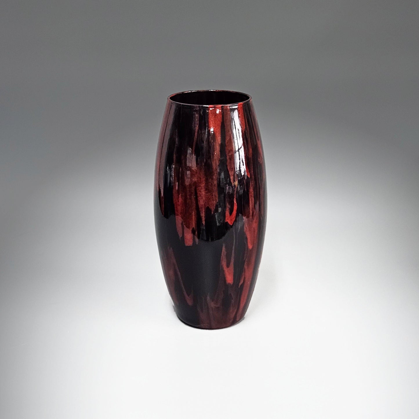 Glass Art Red and Black Tall Flower Vase