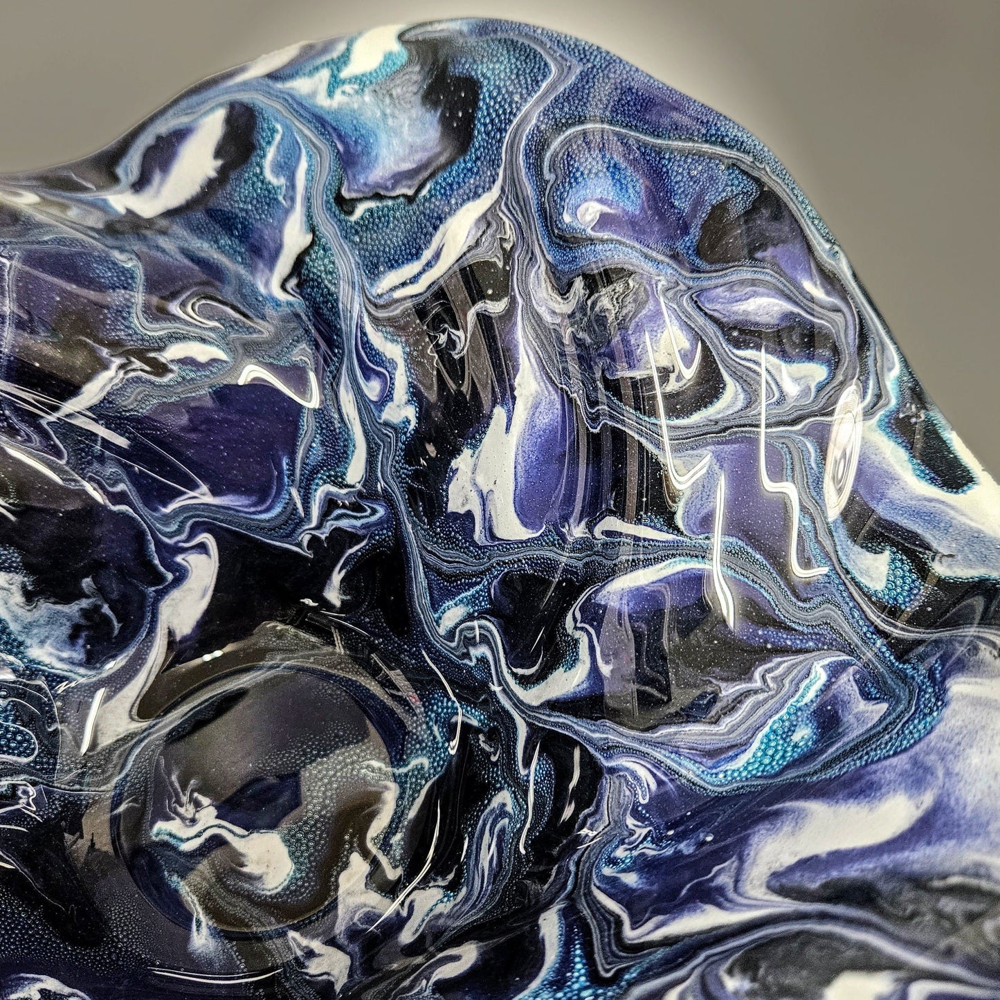 Glass Art Wave Bowl in Teal Purple White Black