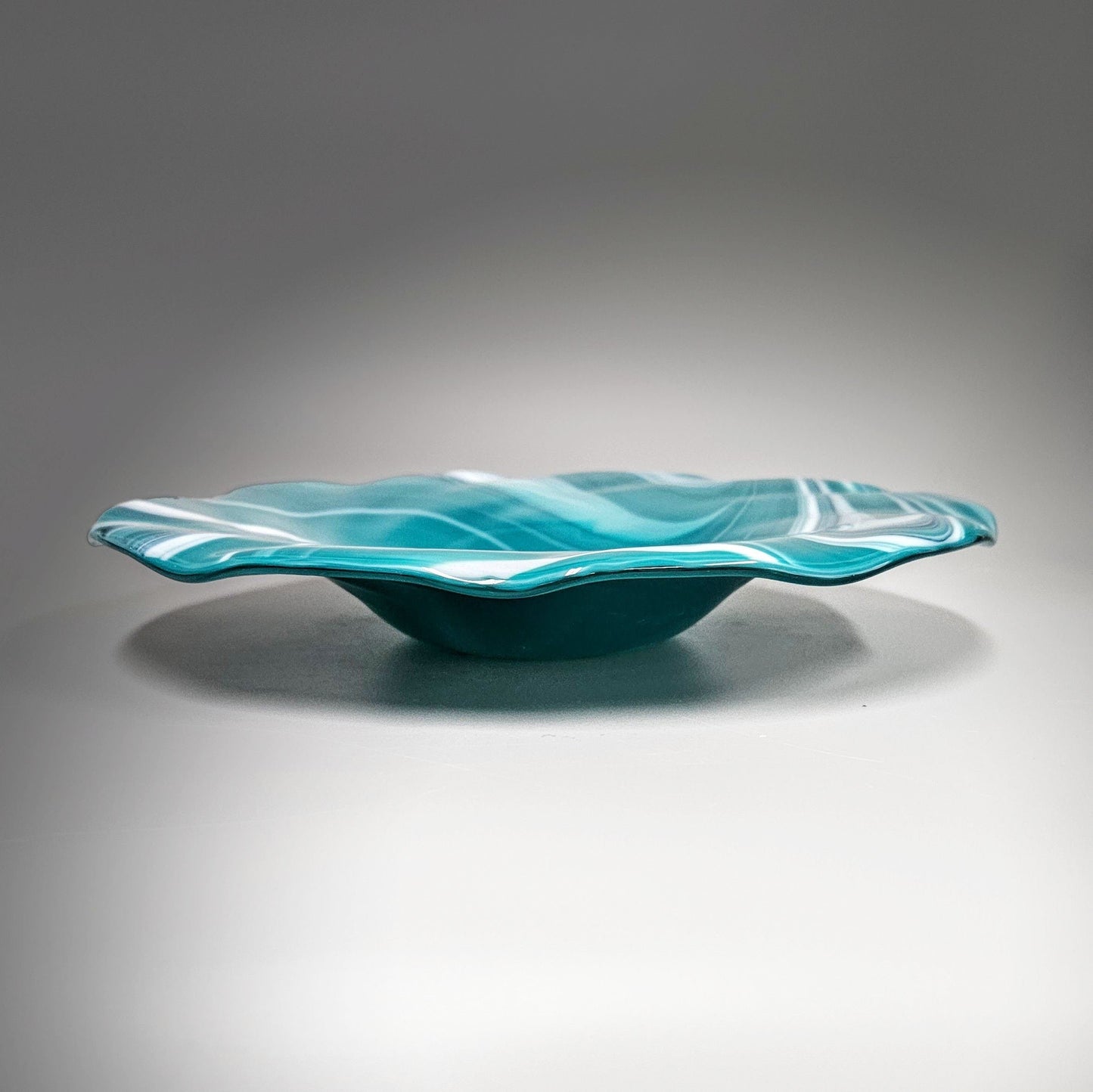 Decorative Glass Art Bowl in Peacock Blue Green