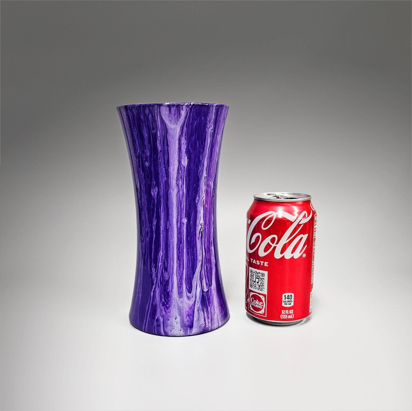Fluid Art Glass Vase in Purple and Pearl White