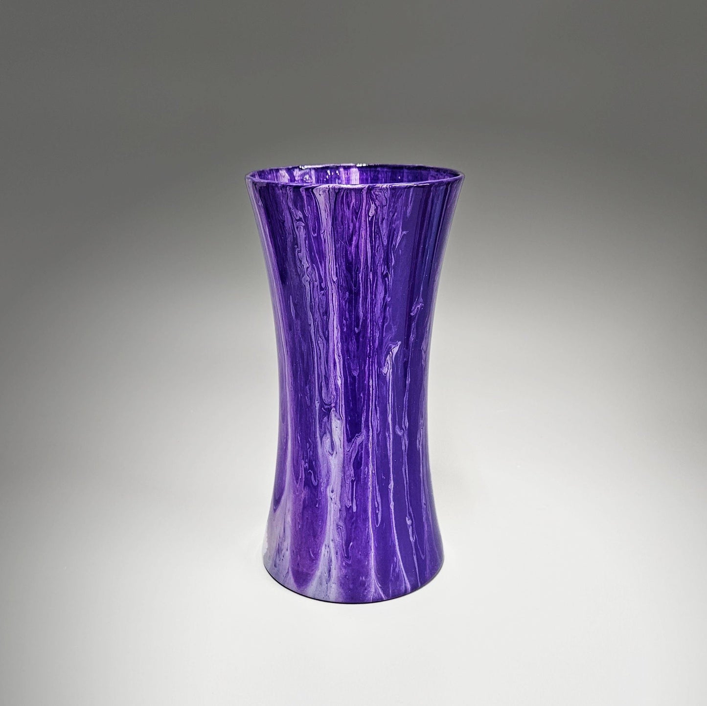 Fluid Art Glass Vase in Purple and Pearl White