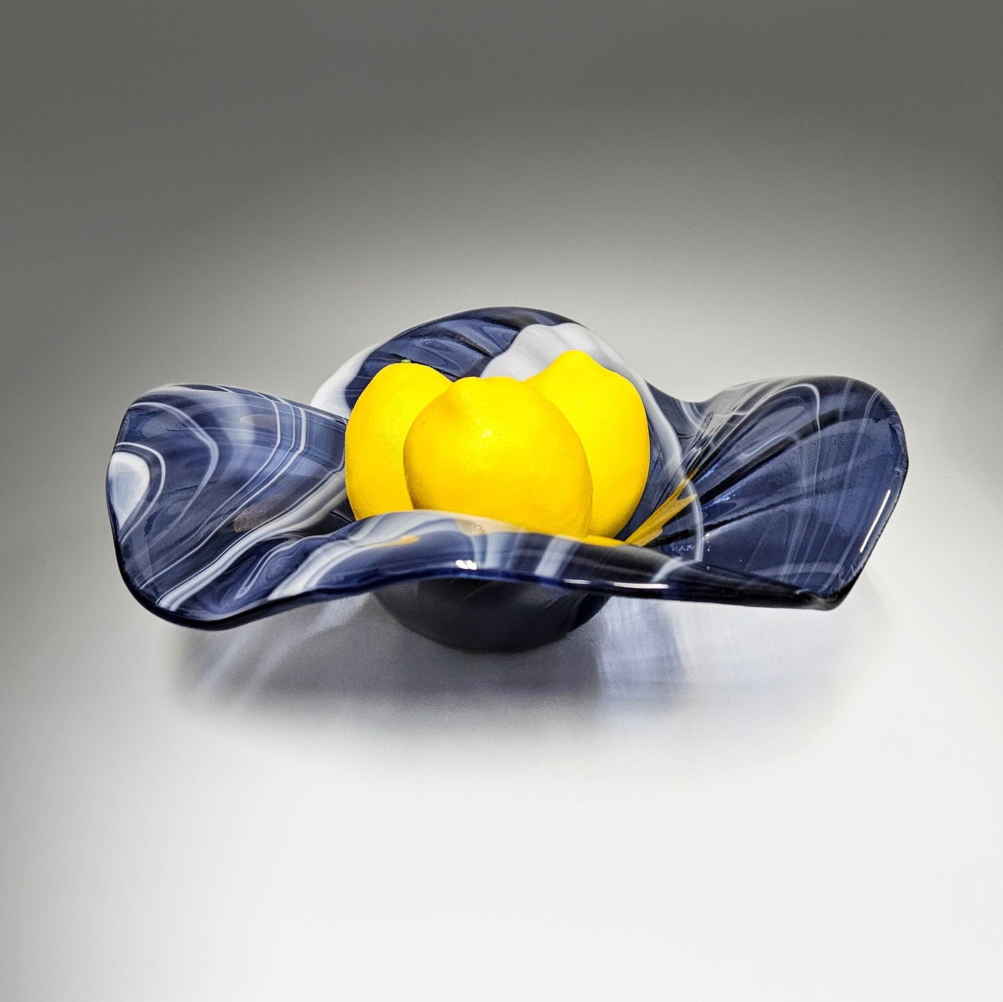 Glass Art Wave Bowl in Purple and White