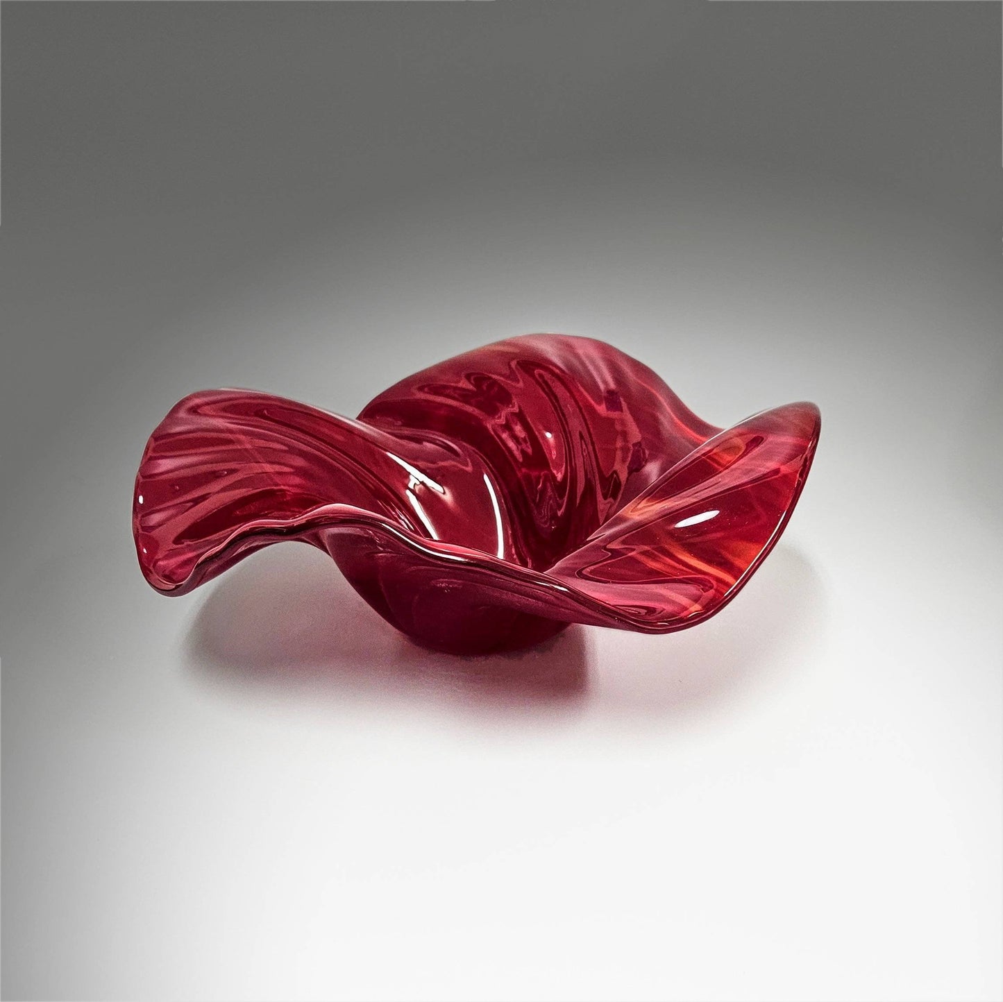 Glass Wave Bowl in Dark Red