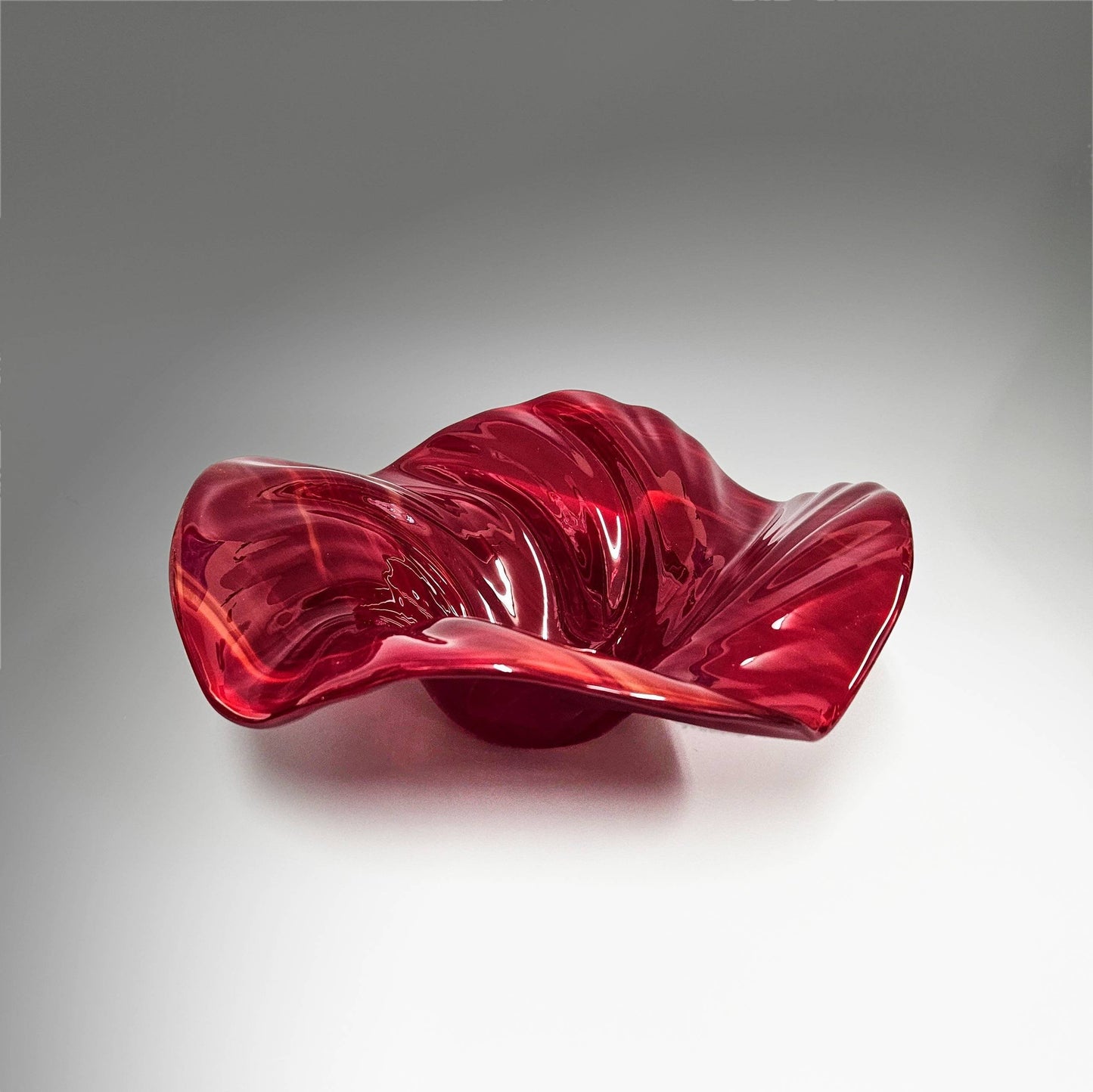 Glass Wave Bowl in Dark Red
