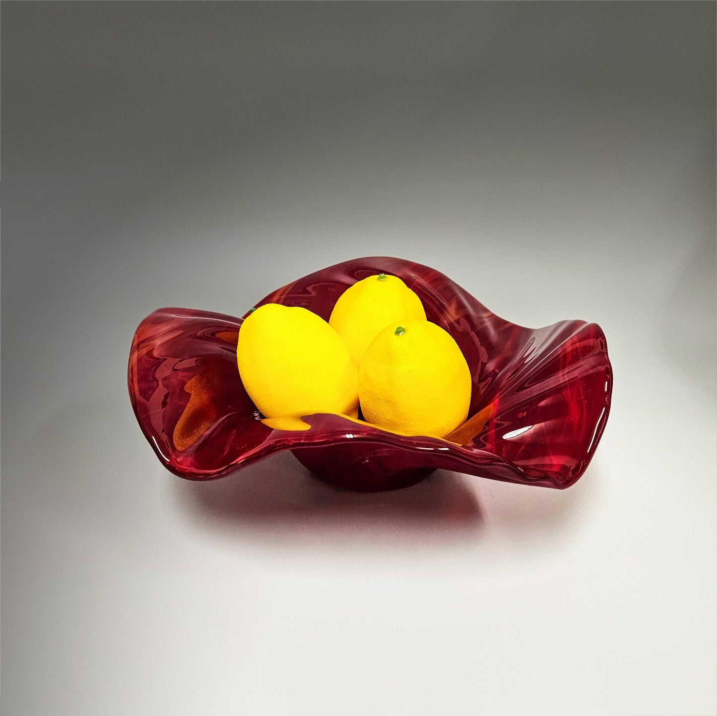 Glass Wave Bowl in Dark Red
