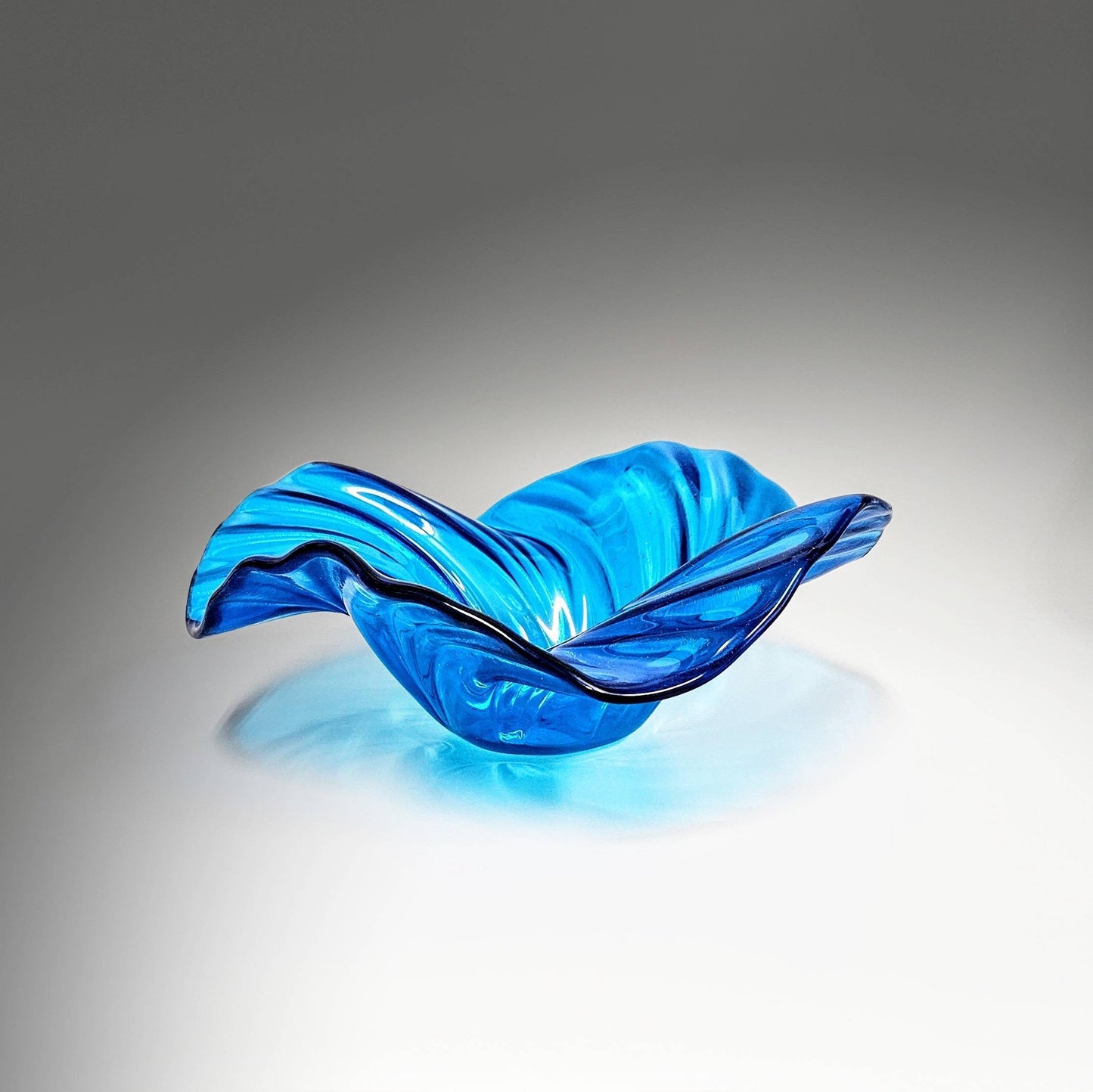 Glass Art Wave Bowl in Turquoise Blue