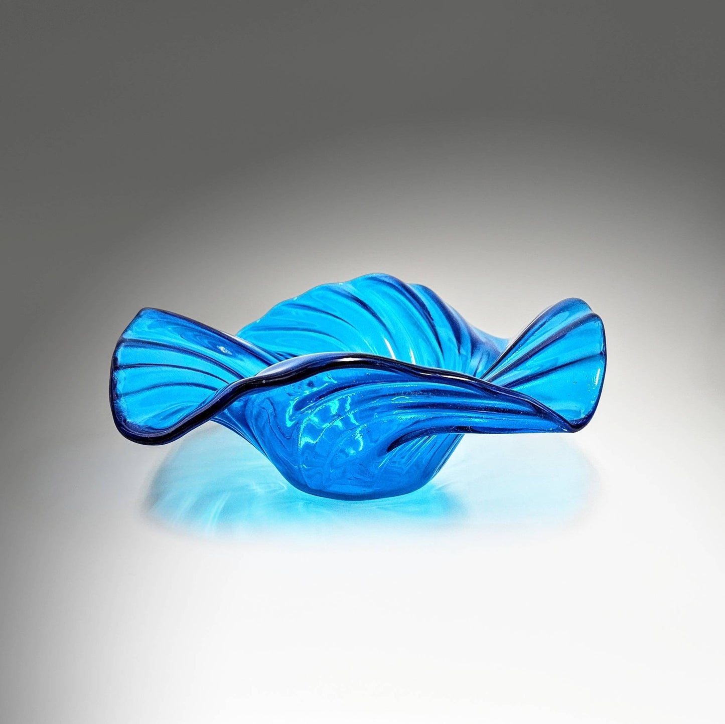Glass Art Wave Bowl in Turquoise Blue