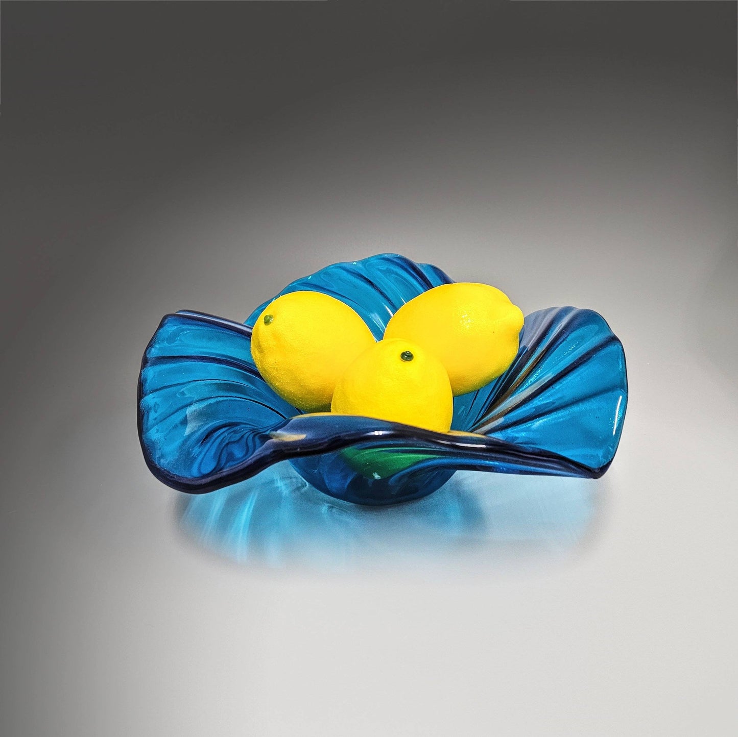 Glass Art Wave Bowl in Turquoise Blue