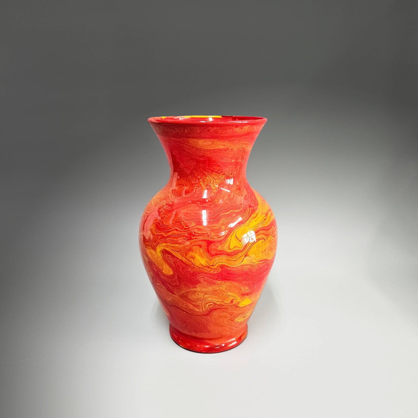 Fall Colors Painted Vase in Red Orange Yellow
