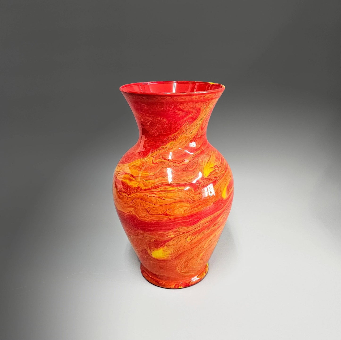 Fall Colors Painted Vase in Red Orange Yellow