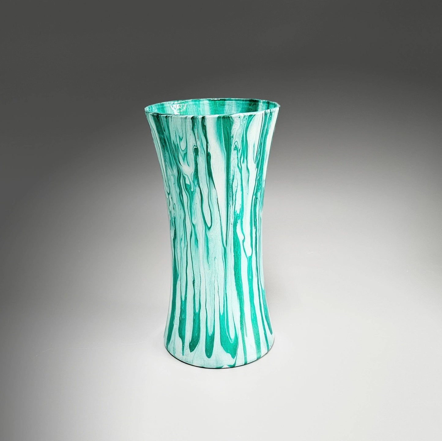 Painted Glass Vase in Green and White