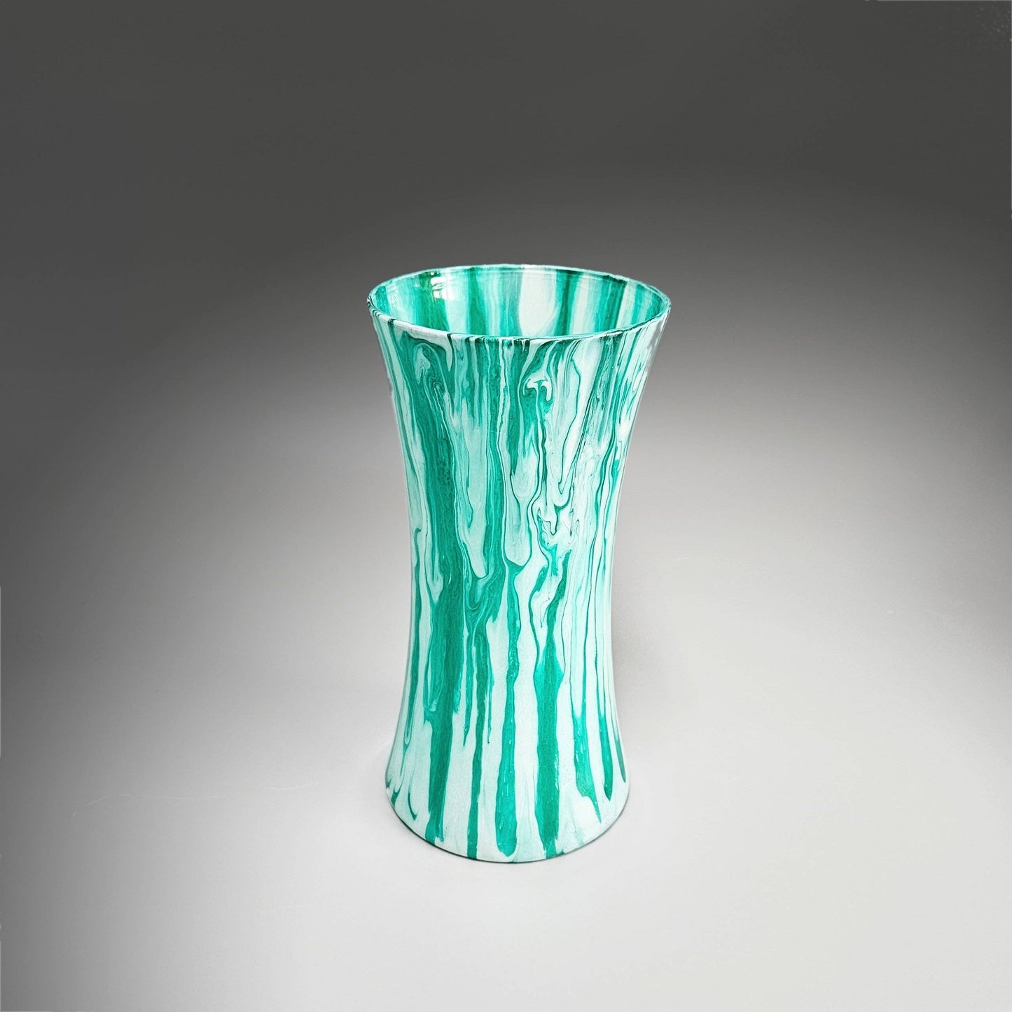Painted Glass Vase in Green and White