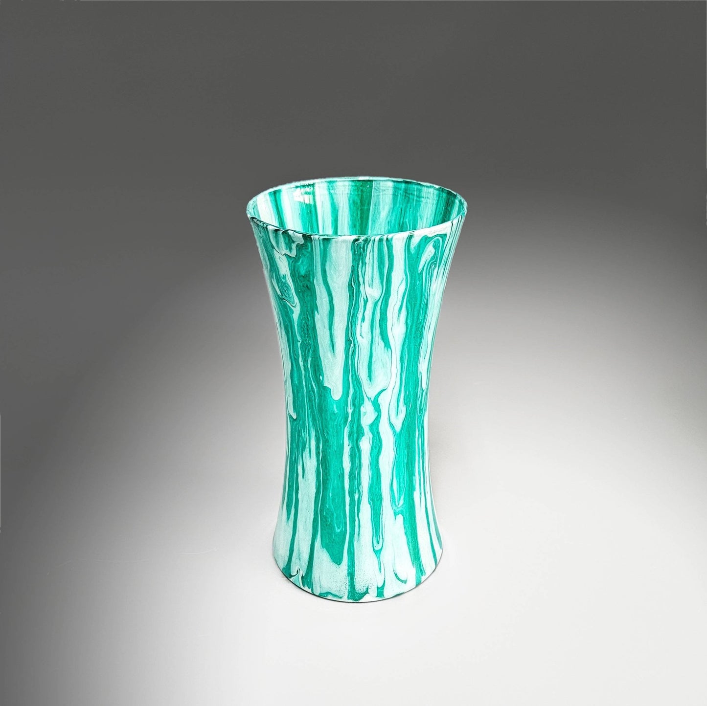 Painted Glass Vase in Green and White