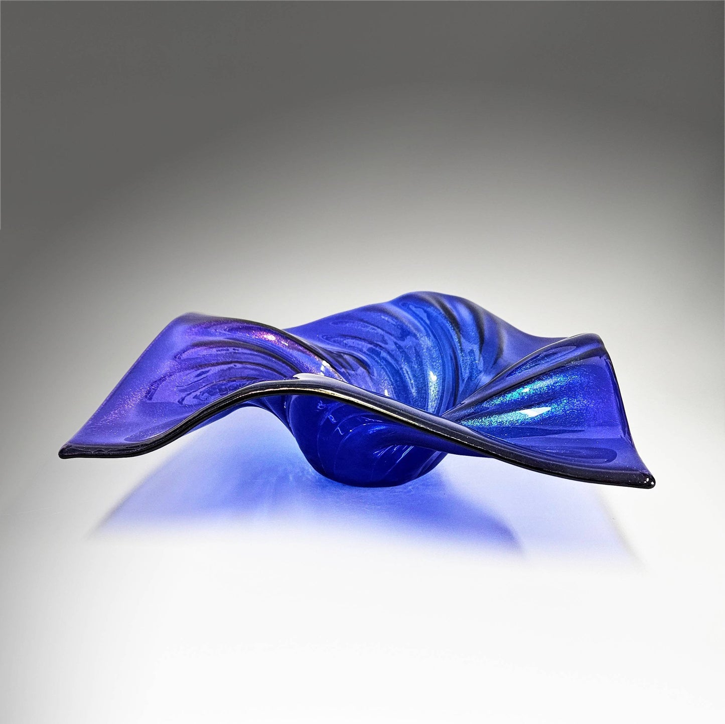 Blue Iridescent Wave Bowl | Oil Slick Glass