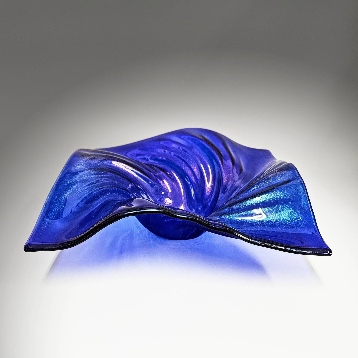 Blue Iridescent Wave Bowl | Oil Slick Glass