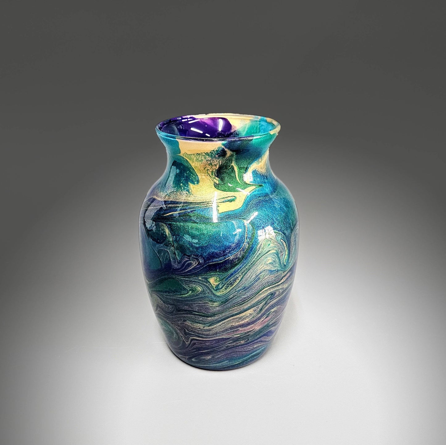 Peacock Feather Glass Art Painted Vase