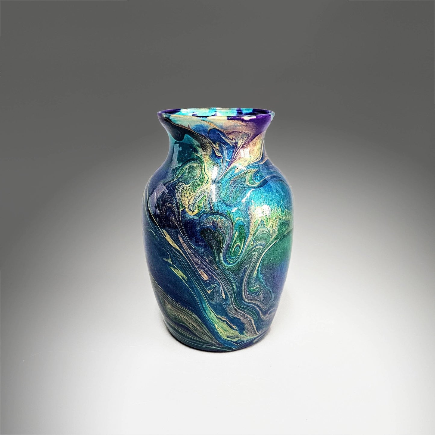 Peacock Feather Glass Art Painted Vase