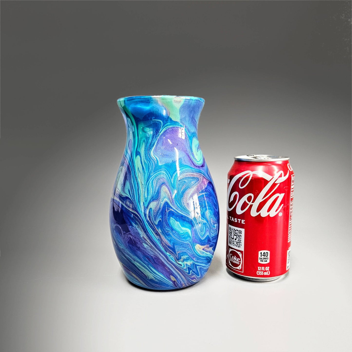 Fluid Art Vase in Aqua Purple Gold