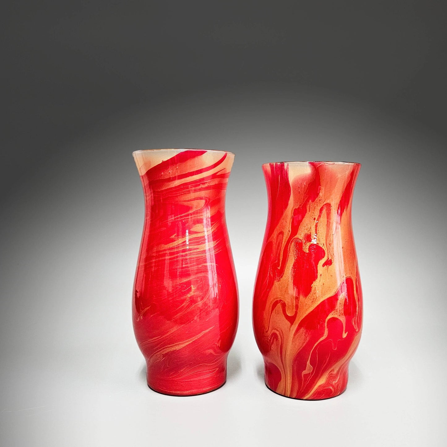 Painted Glass Vase in Red and Metallic Gold